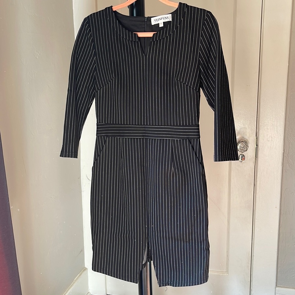 Pinstripe Knee Length Dress